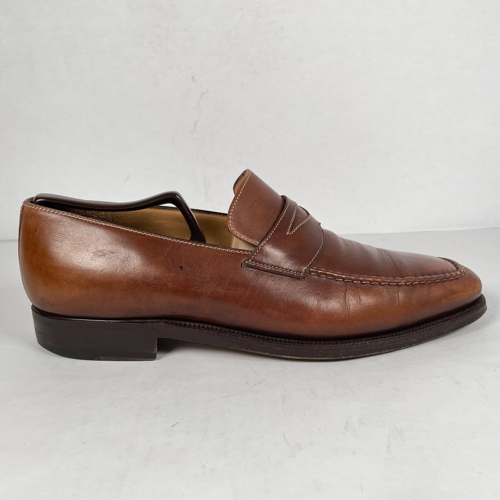 Enzo Bonafe x Mauro Volponi Penny Loafers Mens Size 43 US 9 Brown Leather Shoes